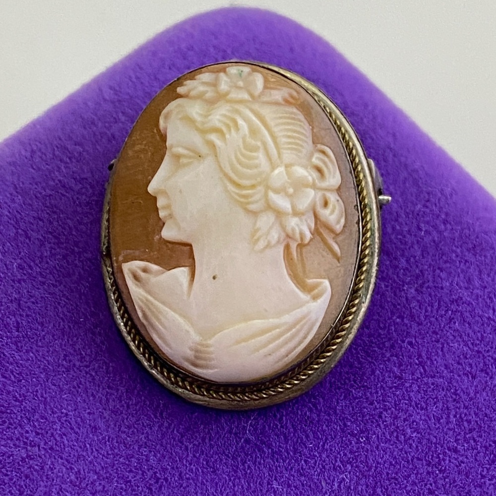 💛 Antique 800 Silver Cameo Portrait Brooch Pendant | Classic Timeless Victorian